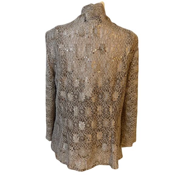 Alex Evenings Sparkly Lace Champagne 3/4 Sleeve Twin Set Size Large NWT - Picture 9 of 10